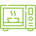 food heating in microwave icon representing that Meal Village's premade dishes can be enjoyed after just 2 minutes of heating